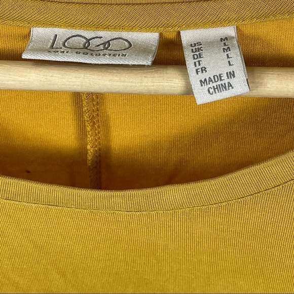 LOGO by Lori Goldstein Mustard Asymmetrical Tee - Picture 4 of 9